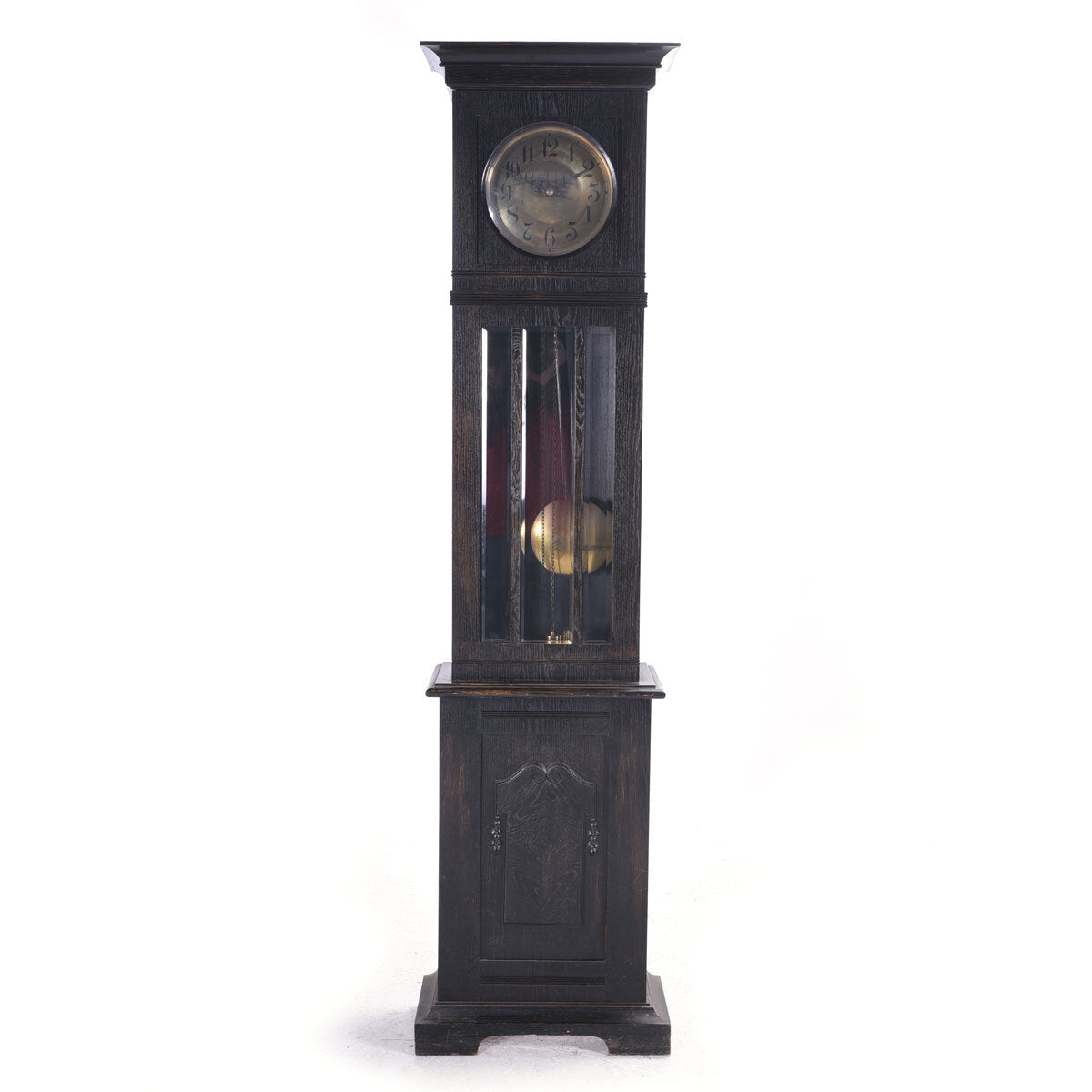 TK1-111: AMERICAN ARTS CRAFTS OAK LONGCASE CLOCK