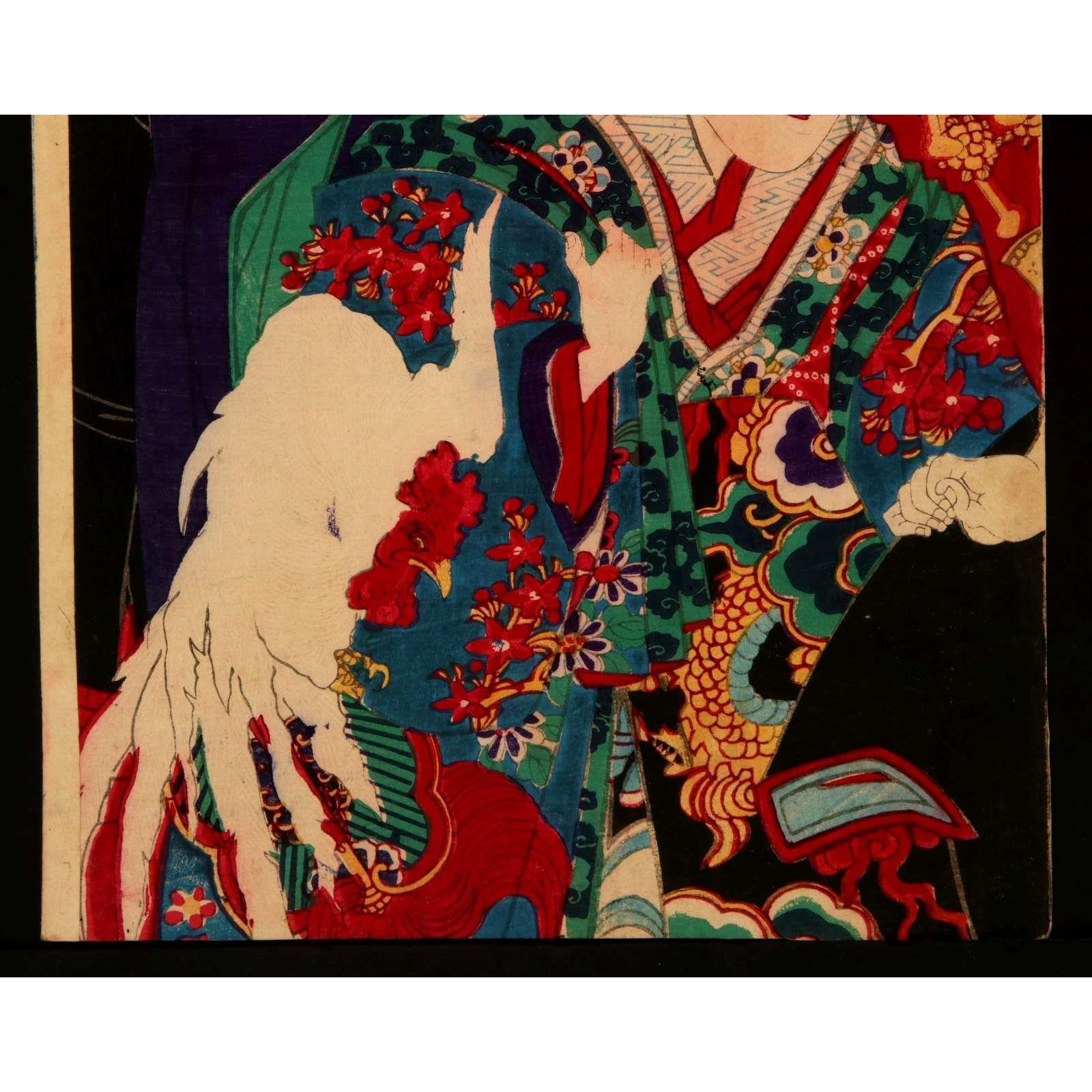 AW10-007: Japanese School - 19TH CENTURY JAPANESE TRIPTYCH WOODBLOCK PRINT