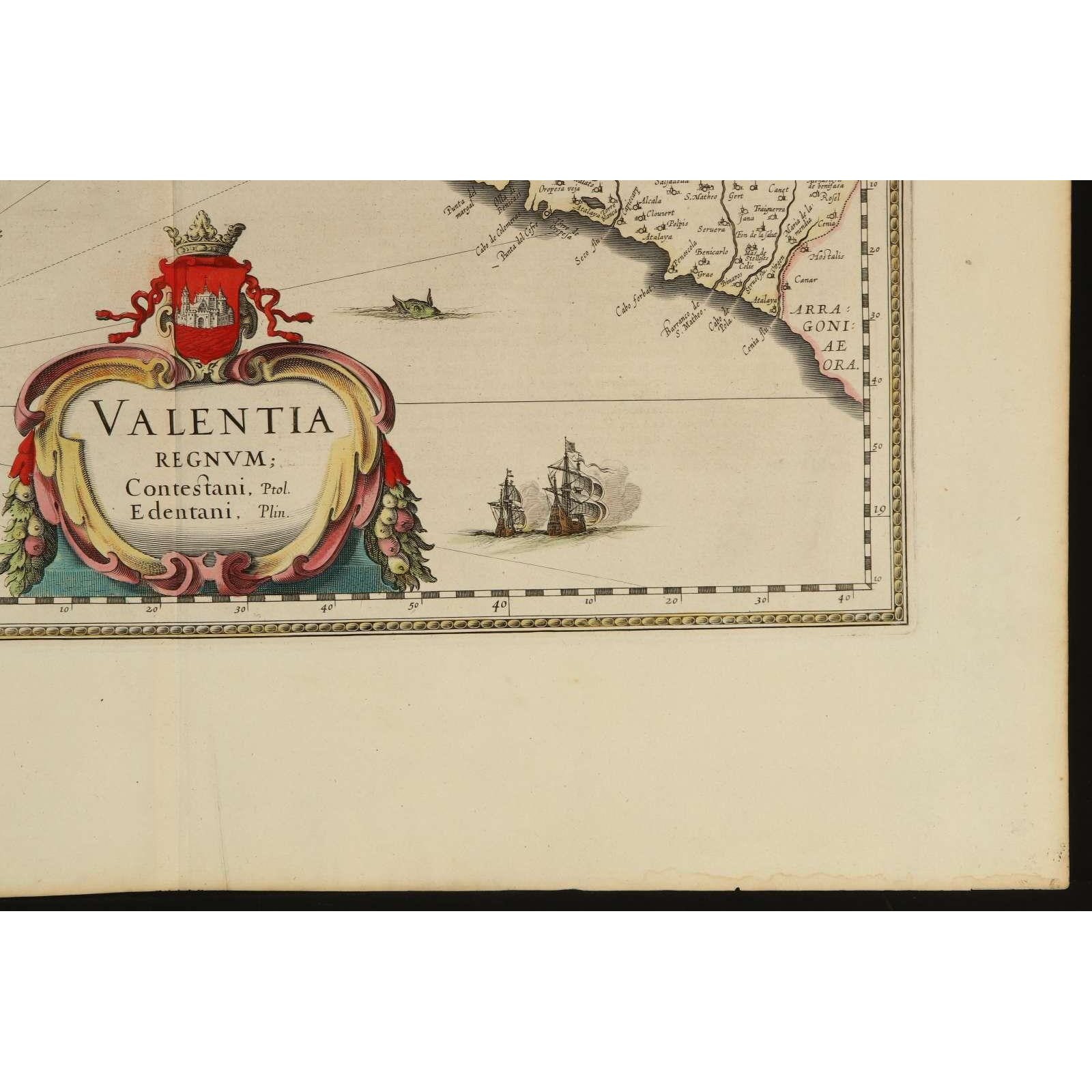 AW7-023: Willem Bleau - Circa 1680 Map of Valencia - Engraving