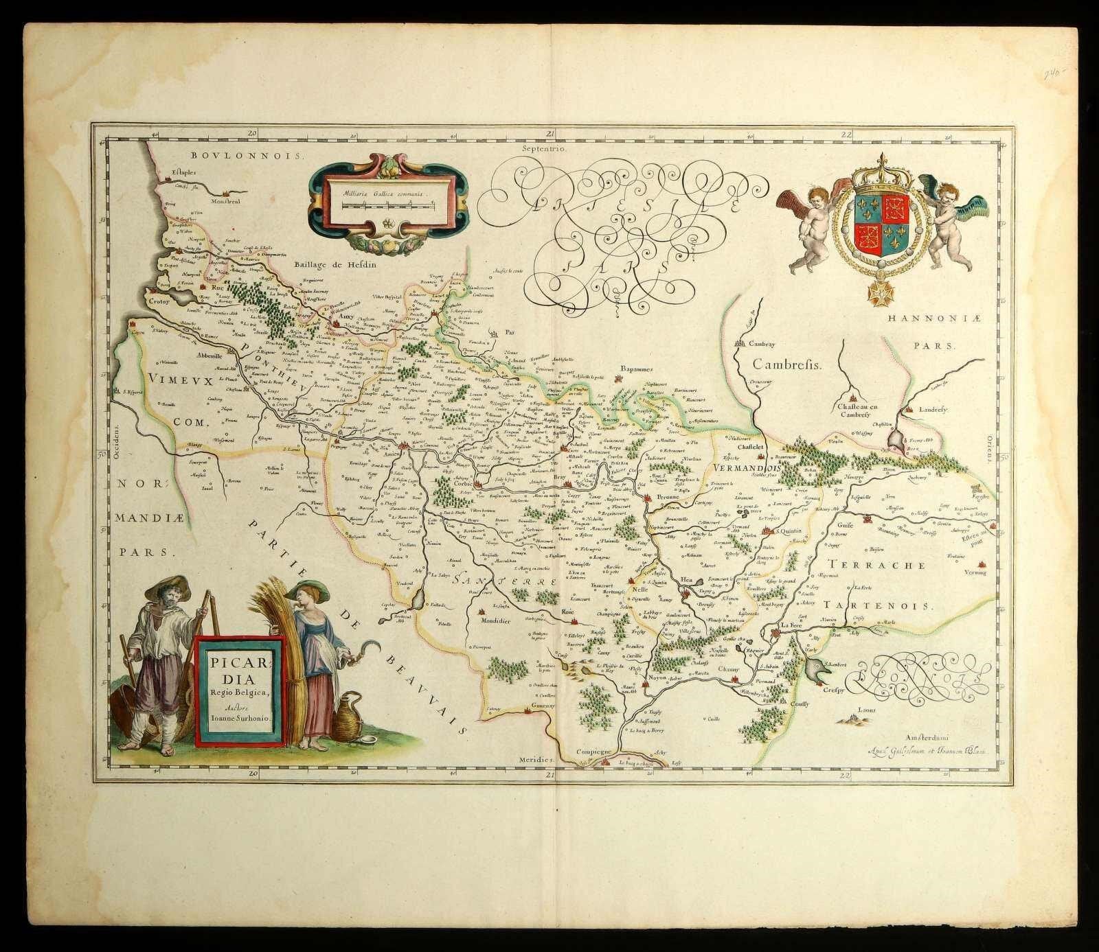 AW7-024: Joanne Surhonio - Circa 1640 Map of France - Engraving