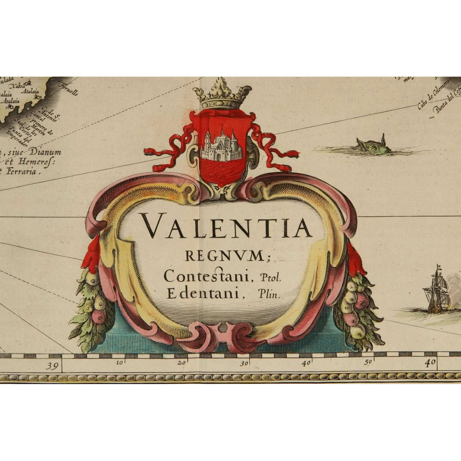 AW7-023: Willem Bleau - Circa 1680 Map of Valencia - Engraving