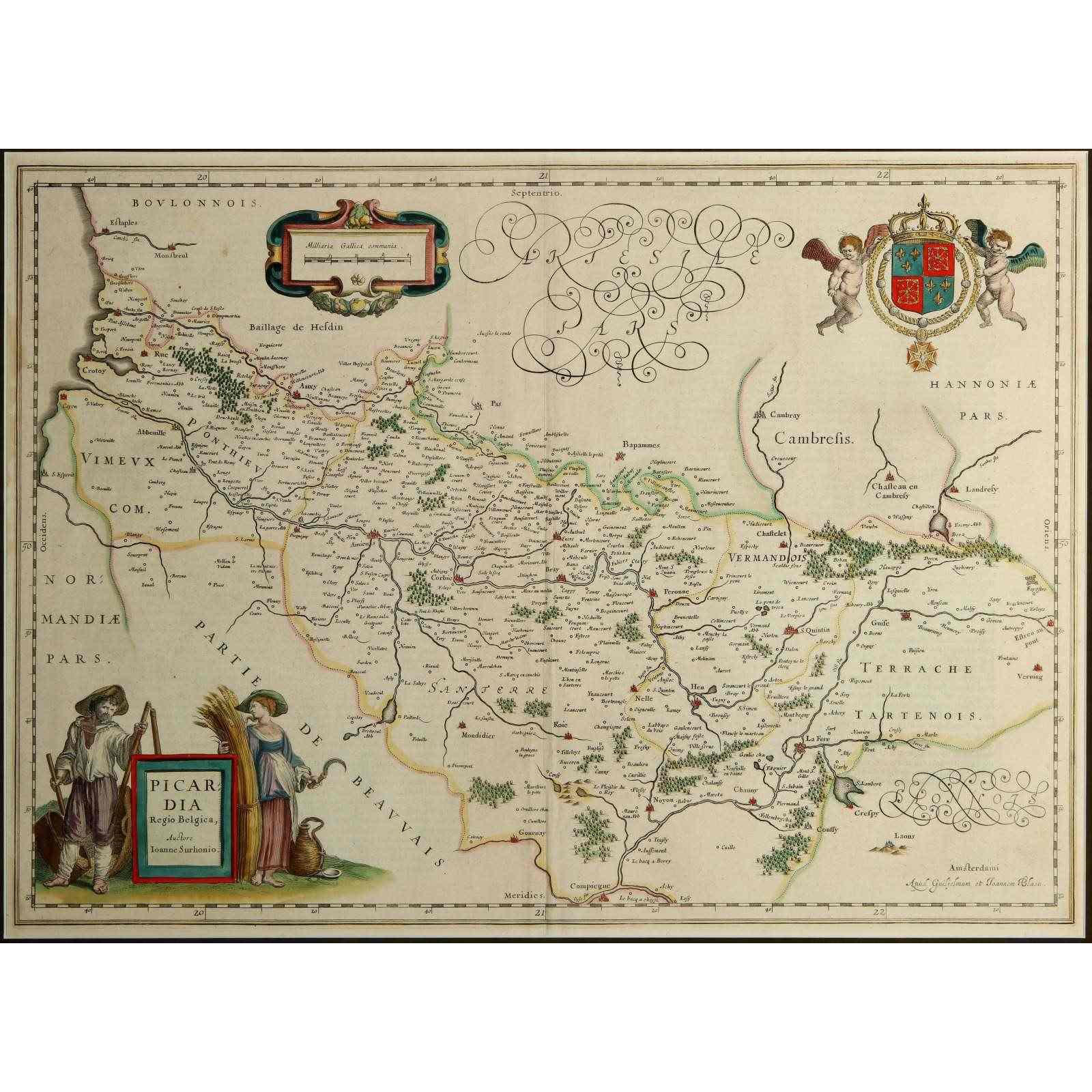 AW7-024: Joanne Surhonio - Circa 1640 Map of France - Engraving