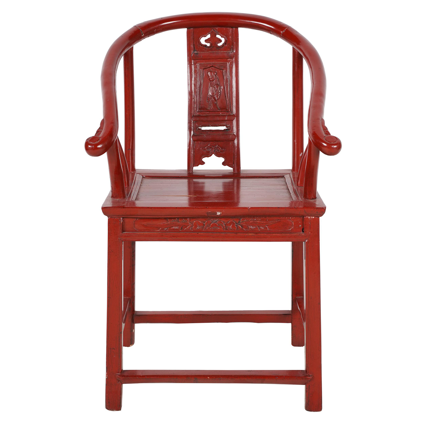 NTIQUE EARLY CHINESE HORSESHOE ARMCHAIR | Work of Man